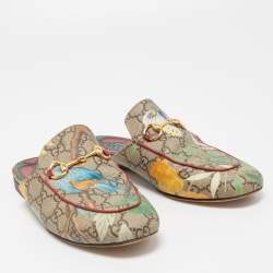 Gucci Multicolor Canvas Princetown Mules Size 36 