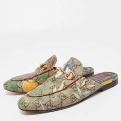 Gucci Multicolor Canvas Princetown Mules Size 36 