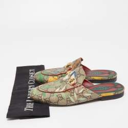 Gucci Multicolor Canvas Princetown Mules Size 36 