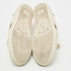 Gucci White/Red Leather Ace Band Low Top Sneakers Size 37