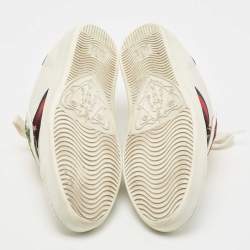 Gucci White Leather Sequin Embellished  Ace Web Detail Low Top  Sneakers Size 37