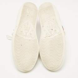 Pre Owned Gucci White Leather Faux Pearl Embellished Ace Sneakers Size 36.5