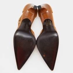 Gucci Mustard Leather Pointed Ankle Strap Sandals Size 37
