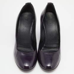 Gucci Purple Patent Leather Wedge Round Toe Pumps Size 36