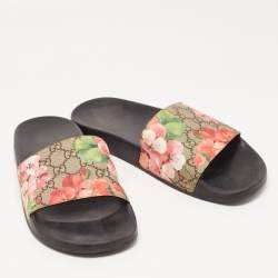 Pre Owned Gucci Multicolor GG Supreme Blooms Canvas Slides Size 41