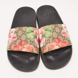 Pre Owned Gucci Multicolor GG Supreme Blooms Canvas Slides Size 41