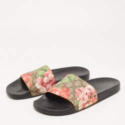 Pre Owned Gucci Multicolor GG Supreme Blooms Canvas Slides Size 41