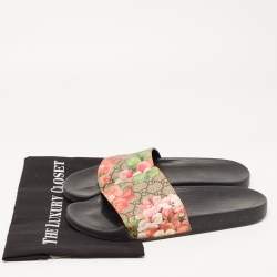 Pre Owned Gucci Multicolor GG Supreme Blooms Canvas Slides Size 41