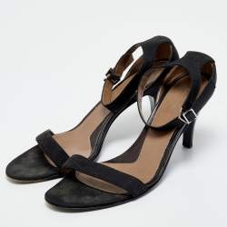 Gucci Black GG Canvas Ankle Strap Sandals Size 39