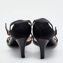 Gucci Black GG Canvas Ankle Strap Sandals Size 39