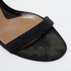 Gucci Black GG Canvas Ankle Strap Sandals Size 39