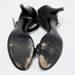 Gucci Black GG Canvas Ankle Strap Sandals Size 39