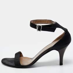 Gucci Black GG Canvas Ankle Strap Sandals Size 39