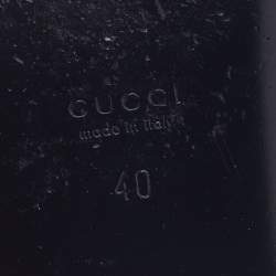 Pre Owned Gucci Black Leather Malaga Kid Flat Slides Size 40