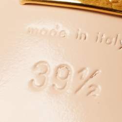 Pre Owned Gucci Gold Crinkled Leather GG Marmont Fringed Slide Sandals Size 39.5