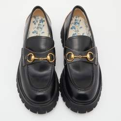 Pre Owned Gucci Black Leather Harald Horsebit Platform Loafers Size 41
