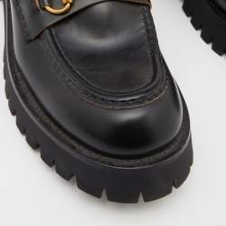 Pre Owned Gucci Black Leather Harald Horsebit Platform Loafers Size 41