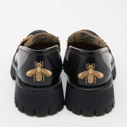 Pre Owned Gucci Black Leather Harald Horsebit Platform Loafers Size 41