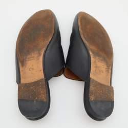 Gucci Black Leather Princetown Flat Mules Size 37.5 