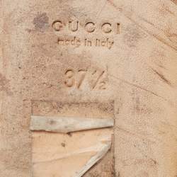 Pre Owned Gucci Navy Blue Leather Bow Ballet Flats Size 37.5