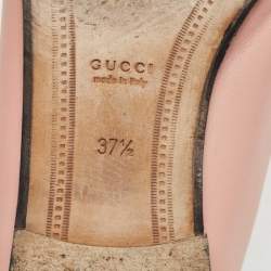 Pre Owned Gucci Pink Leather Jordaan Loafers Size 37.5
