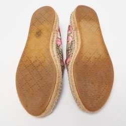 Pre Owned Gucci Beige/Brown GG Floral Print Supreme Canvas Espadrille Flats Size 36