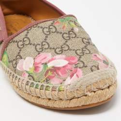 Pre Owned Gucci Beige/Brown GG Floral Print Supreme Canvas Espadrille Flats Size 36