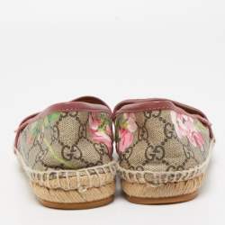 Pre Owned Gucci Beige/Brown GG Floral Print Supreme Canvas Espadrille Flats Size 36