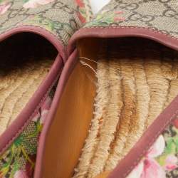 Pre Owned Gucci Beige/Brown GG Floral Print Supreme Canvas Espadrille Flats Size 36