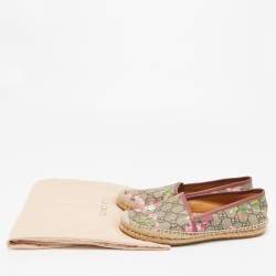 Pre Owned Gucci Beige/Brown GG Floral Print Supreme Canvas Espadrille Flats Size 36