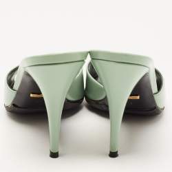 Gucci Green Leather Scarlett Slide Sandals Size 38