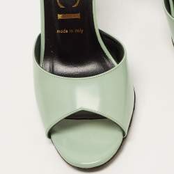 Gucci Green Leather Scarlett Slide Sandals Size 38