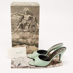 Gucci Green Leather Scarlett Slide Sandals Size 38