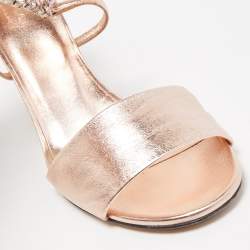 Gucci Metallic Leather Crystal Embellished Interlocking G Sandals Size 39