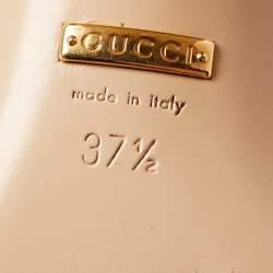 Pre Owned Gucci Gold Crinkled Leather GG Marmont Ankle Strap Sandals Size 37.5