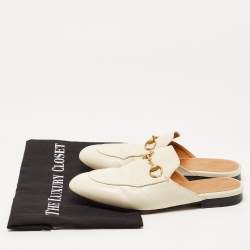 Gucci Cream Leather Princetown Mules Size 36.5 