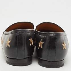 Pre Owned Gucci Black Leather Jordaan Slip On Loafers Size 36