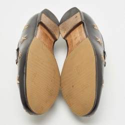 Pre Owned Gucci Black Leather Jordaan Slip On Loafers Size 36