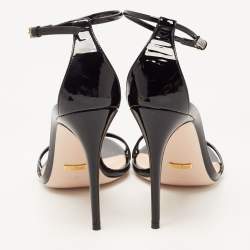 مملوكة مسبقًا Gucci Black Patent Leather Ilse Ankle Strap Sandals Size 39.5