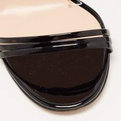 مملوكة مسبقًا Gucci Black Patent Leather Ilse Ankle Strap Sandals Size 39.5