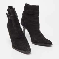 Gucci Black Suede Pointed Toe Ankle Boots Size 39
