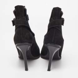 Gucci Black Suede Pointed Toe Ankle Boots Size 39