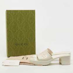 Gucci White Rubber Logo Slides Size 37