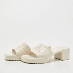 Gucci White Rubber Logo Slides Size 37