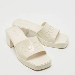 Gucci White Rubber Logo Slides Size 37