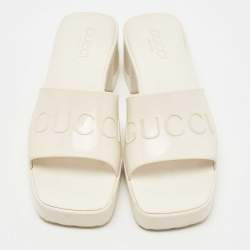 Gucci White Rubber Logo Slides Size 37