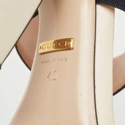 Gucci Multicolor Leather And Web Trim Block Heel Sandals Size 40