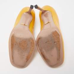 Pre Owned Gucci Yellow Patent Leather Horsebit Pumps Size 38.5