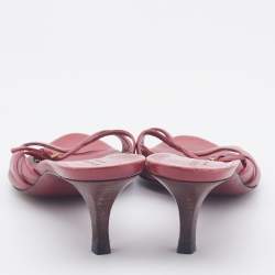 Pre Owned Gucci Cherry Red Leather Cross Slide Sandals Size 39