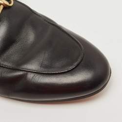 مملوكة مسبقًا Gucci Black Leather and Fur Princetown Flat Mules Size 39.5